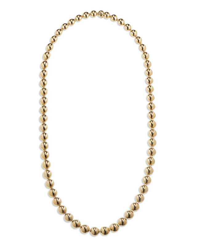 18k Gold Bead Necklace, 22"L